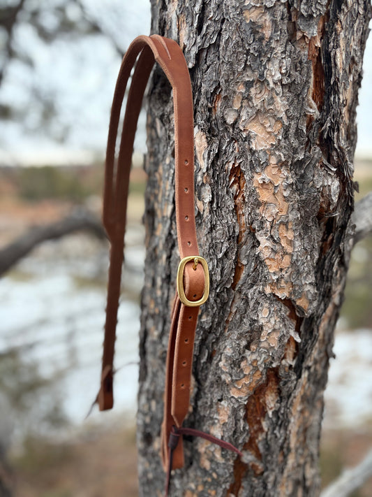 Harness Leather Split Ear Headstall w/ Brass Buckle